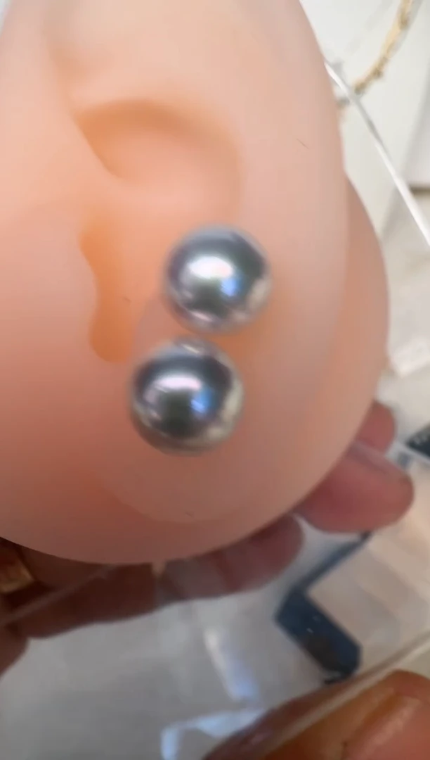 银S925镶嵌海水珍珠耳饰耳钉