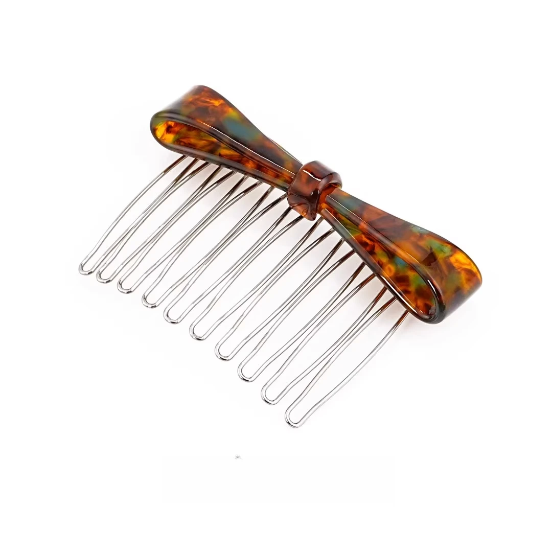 蝴蝶结发梳倒插醋酸蝴蝶结刘海发夹女网红新款防滑洋气碎发侧边夹