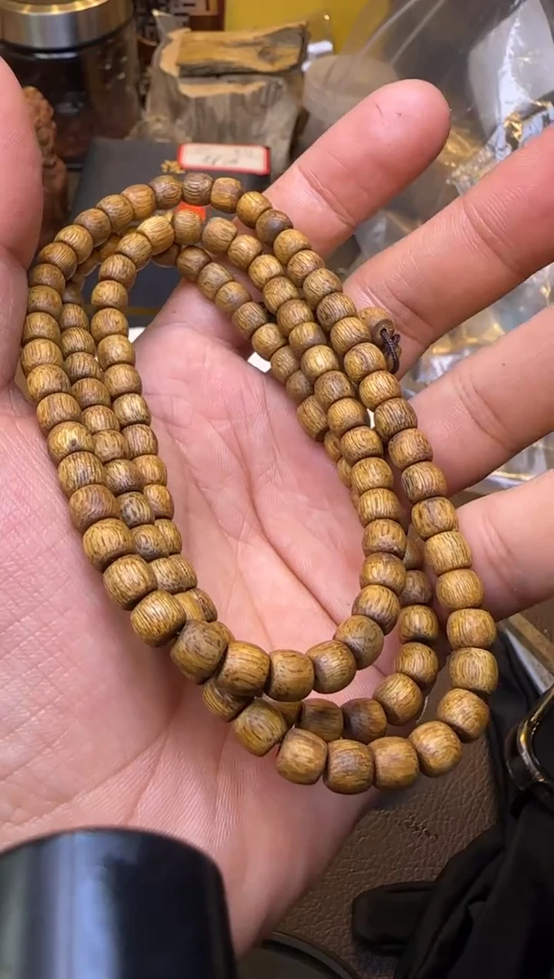手串沉香金沙叶黄油多圈直切桶珠6mm