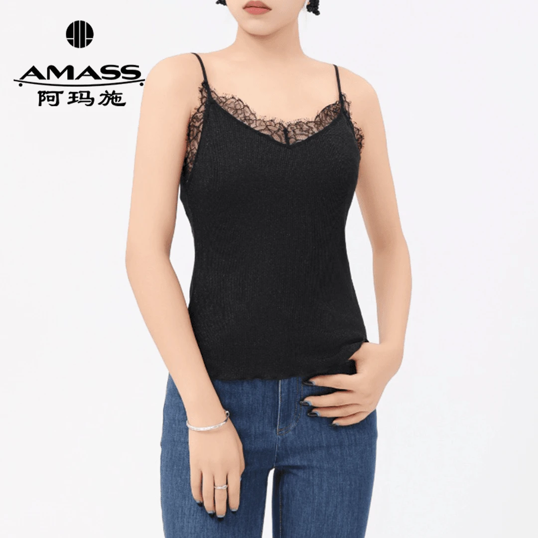 AMASS阿玛施法式极简风修身型背心吊带夏季极简女士修身U领背心
