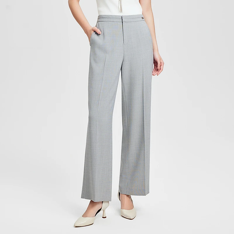 赢智尚新款花灰色略松大直筒加长裤ZV02381