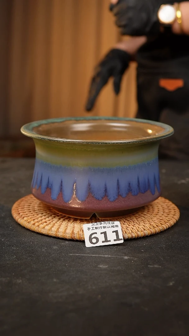 【闪购商品】瓷片611泥泥手工花盆口15高10