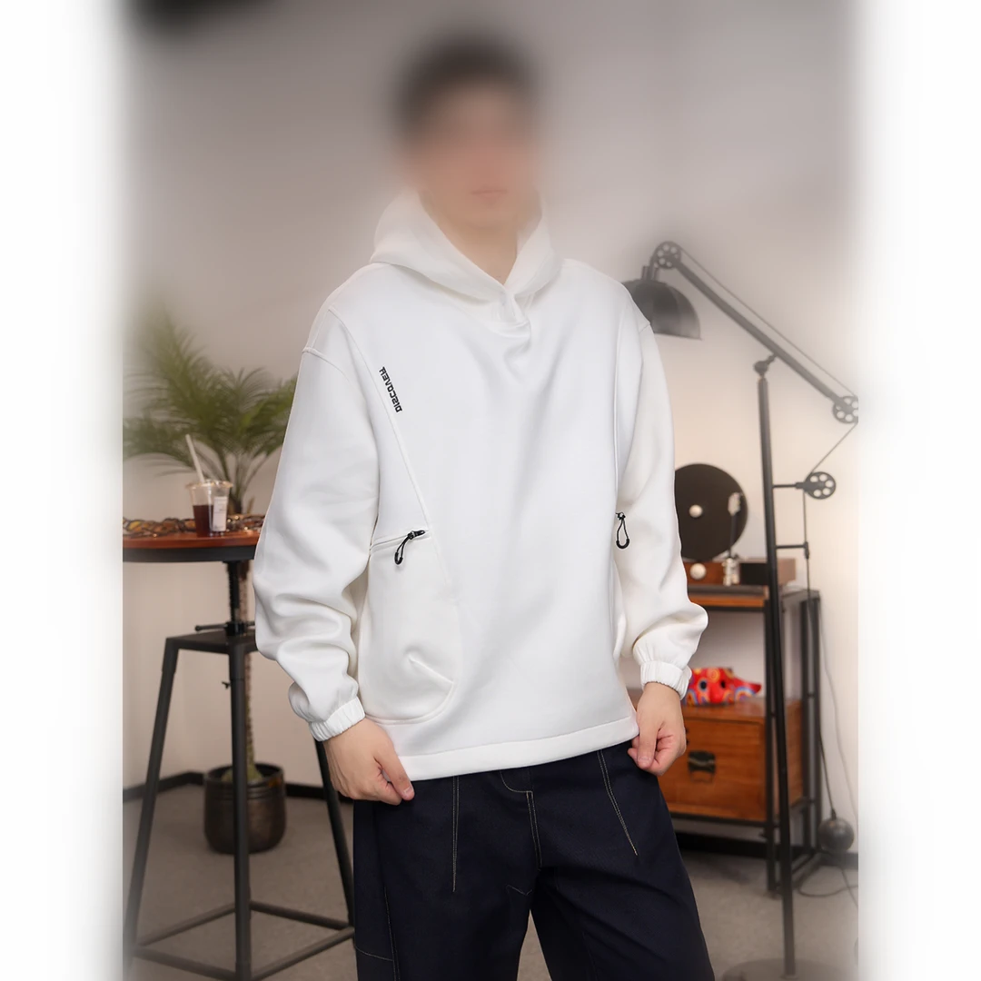 特大码300斤重磅解构卫衣男士春秋季潮牌拉链cleanfit外套设计感2