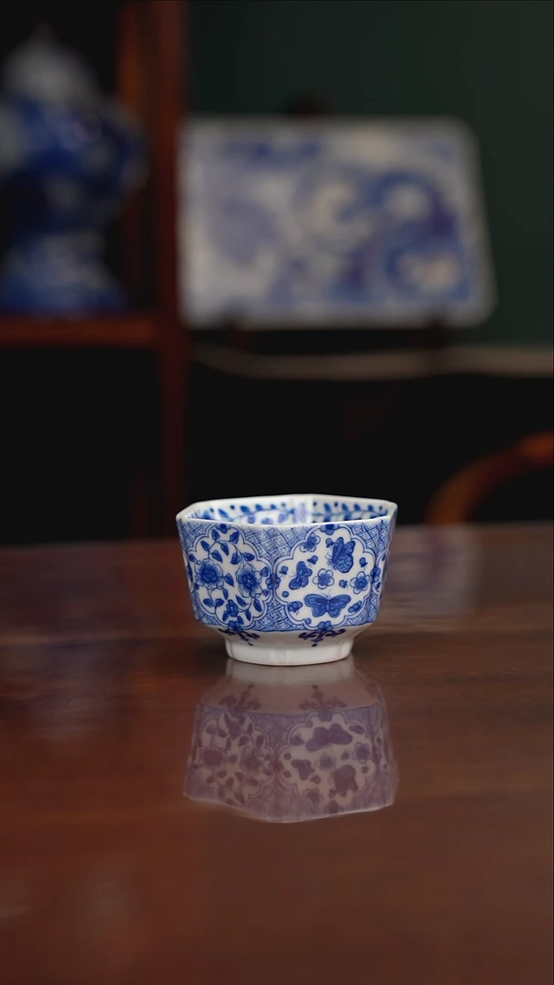晓月柴窑 六方杯