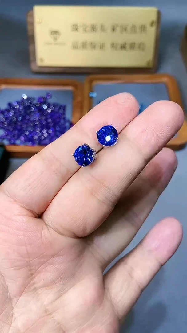 【闪购商品】蓝宝石耳饰银S925镶嵌354