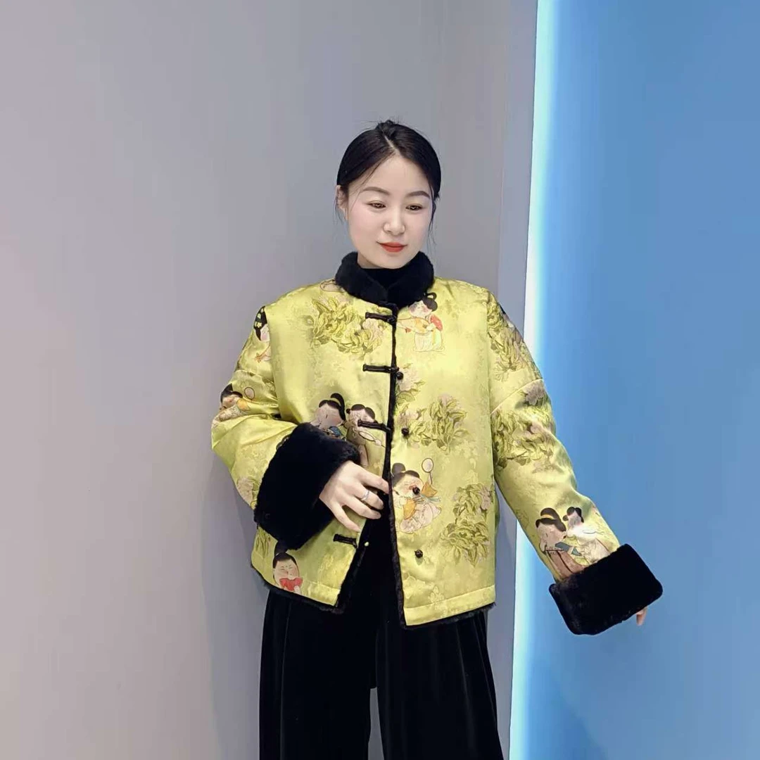 【XRSHIJIA】冬季新款两面穿皮毛一体国风短外套  2D103