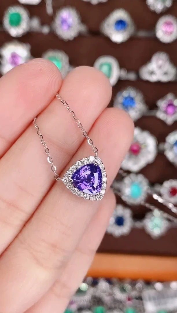 【闪购商品】彩色蓝宝石18K金锁骨链18K金镶嵌2克拉