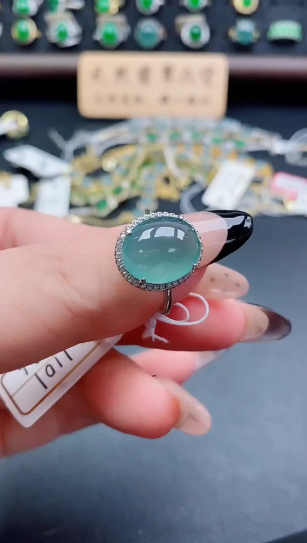 银S925镶嵌戒指翡翠1
