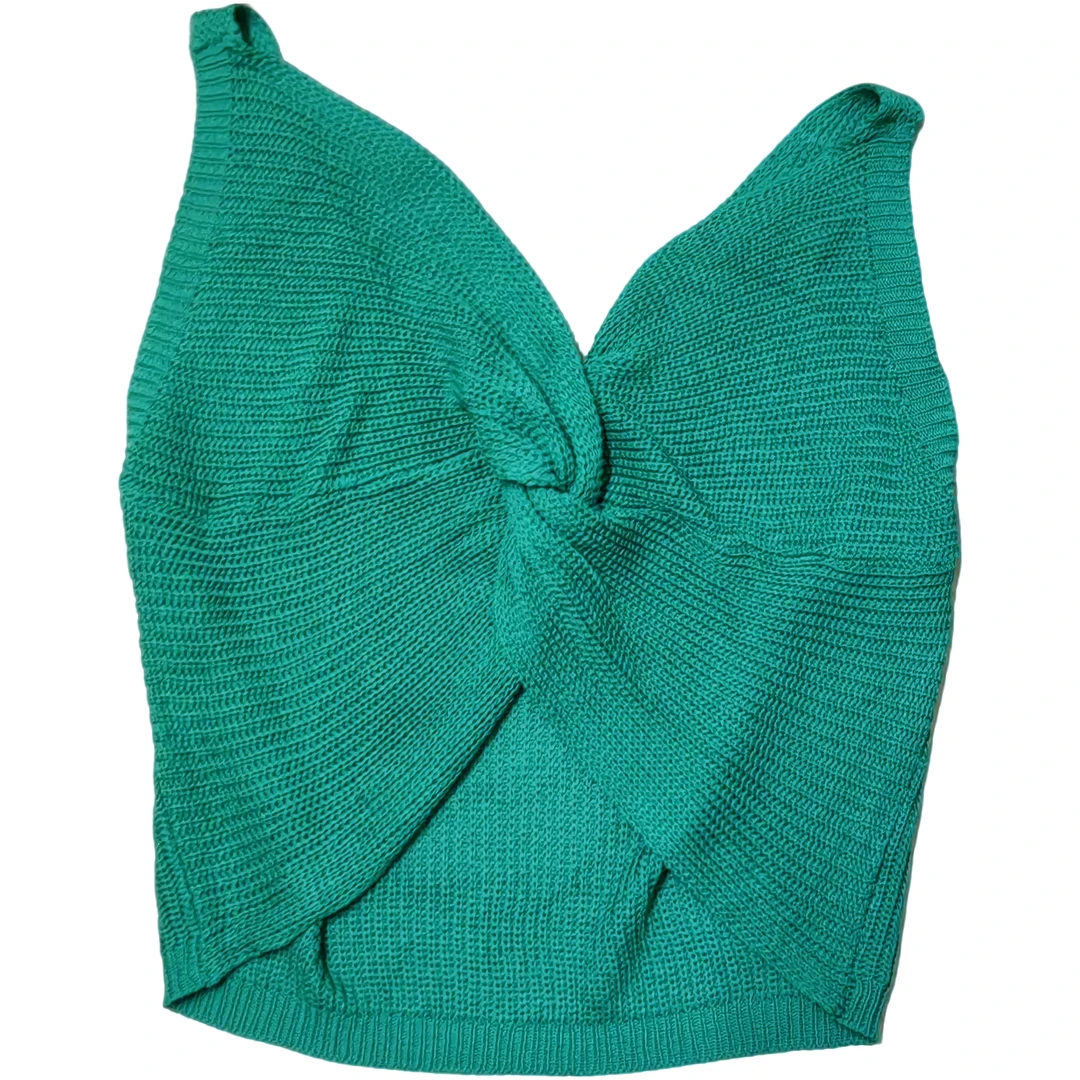 2025性感百搭扭结露脐吊带小背心时尚针织美背