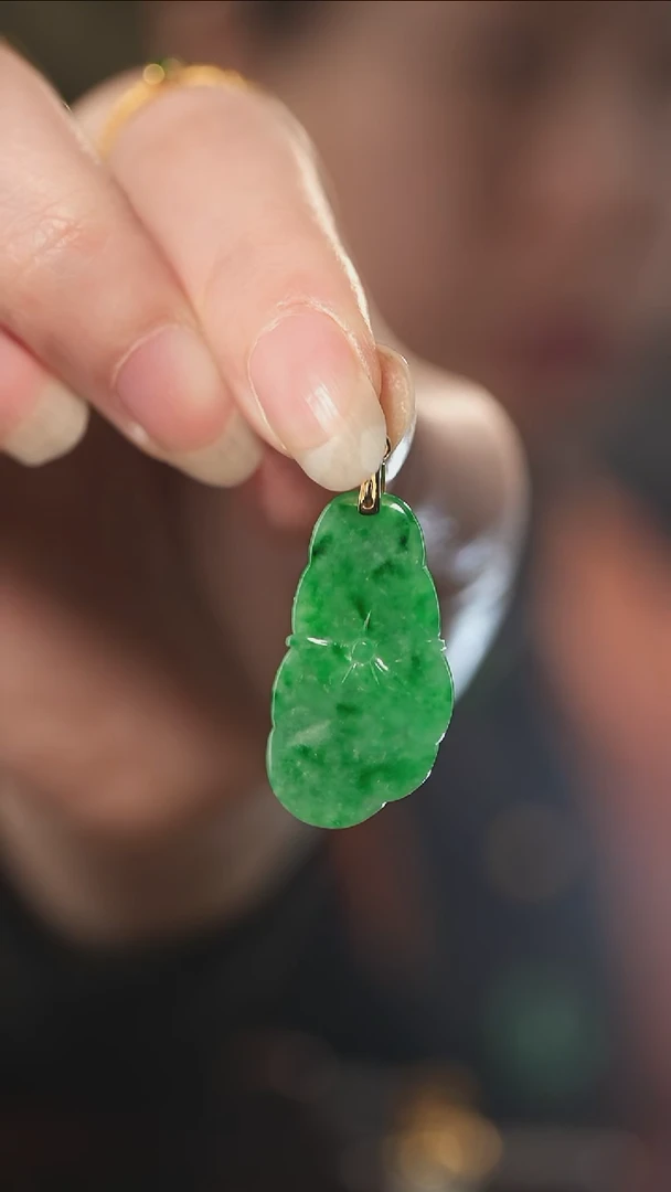 吊坠(不含链)未镶嵌翡翠翡翠荷叶吊坠
