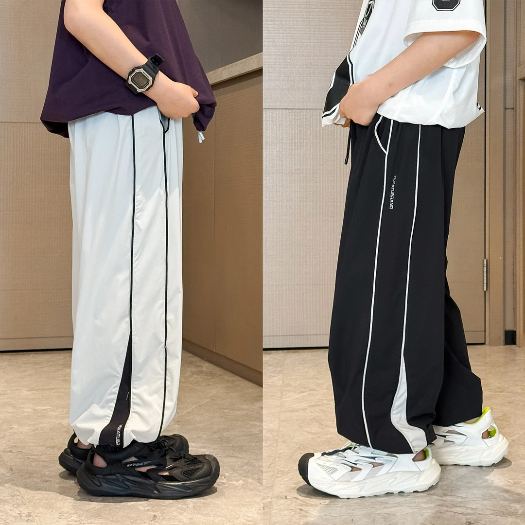 K5694男童防蚊裤2025夏装轻薄儿童拼接运动裤中大童速干休闲裤