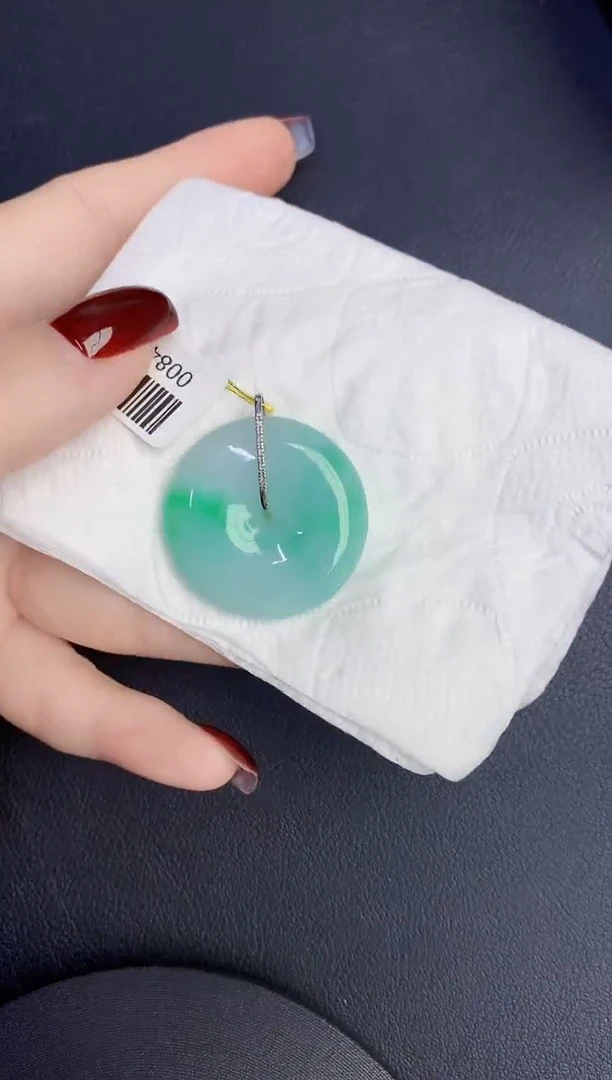 颈饰18K金镶嵌翡翠缅甸天然翡翠a货