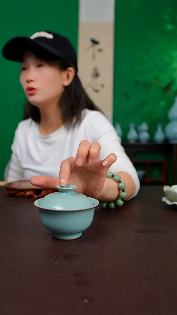 仿古二才压手盖碗不完美 简装