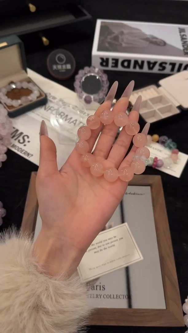 未镶嵌手链水晶粉水晶x2993