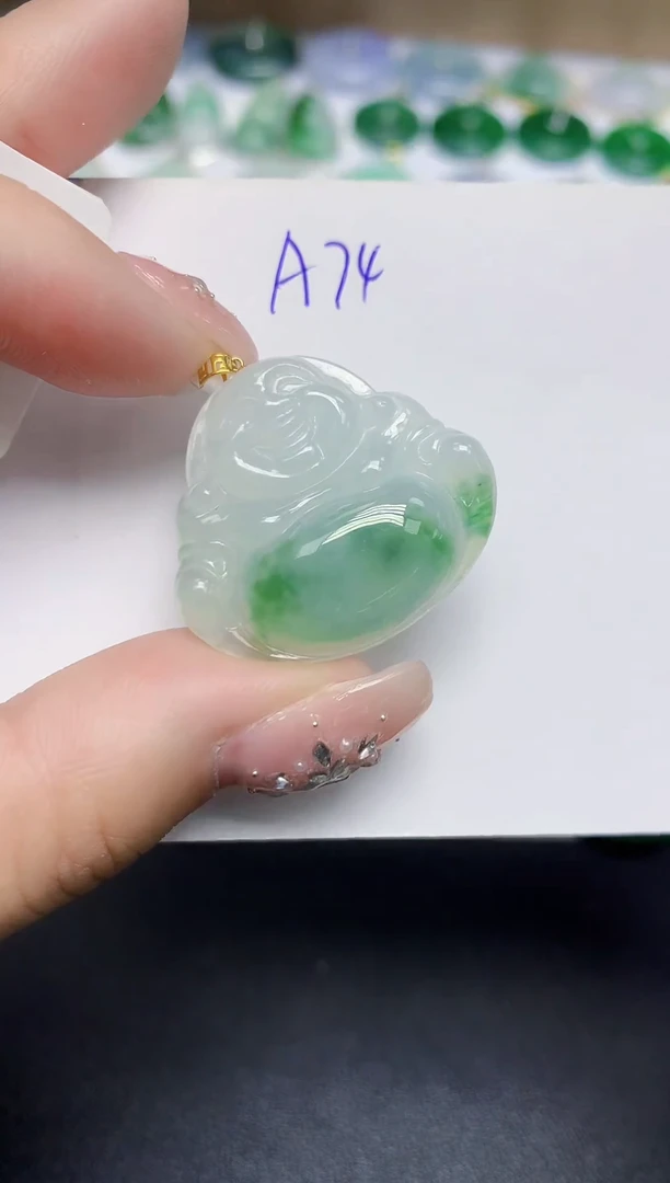 颈饰18K金镶嵌翡翠天然缅甸翡翠A货翡翠百元以上9元证书费自理