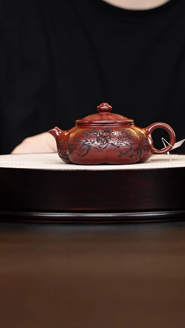 茶壶紫砂宜兴紫砂 筋纹寒江龙血砂 周昌荣