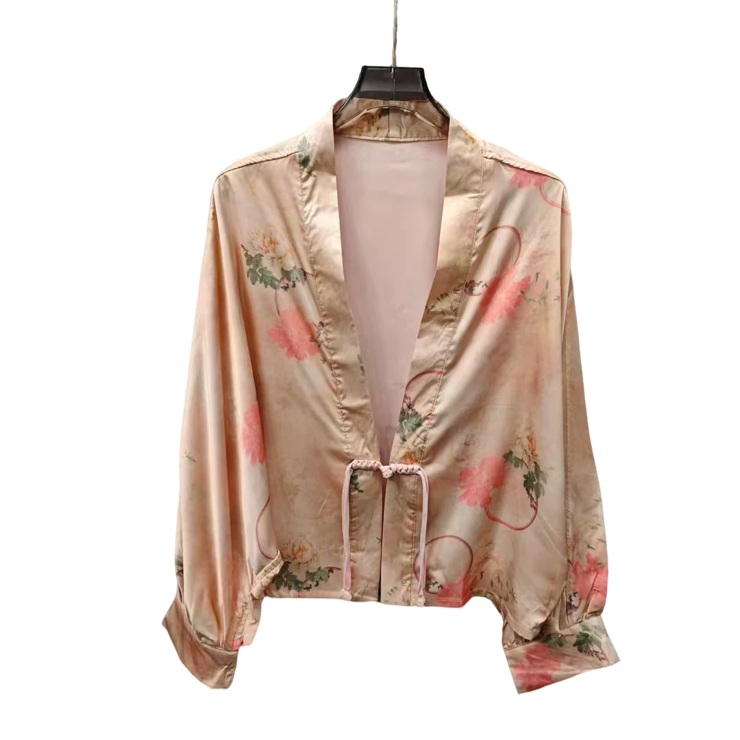 薄款四季通用女短外套上衣春夏女士女装中国风印花中式时尚古风