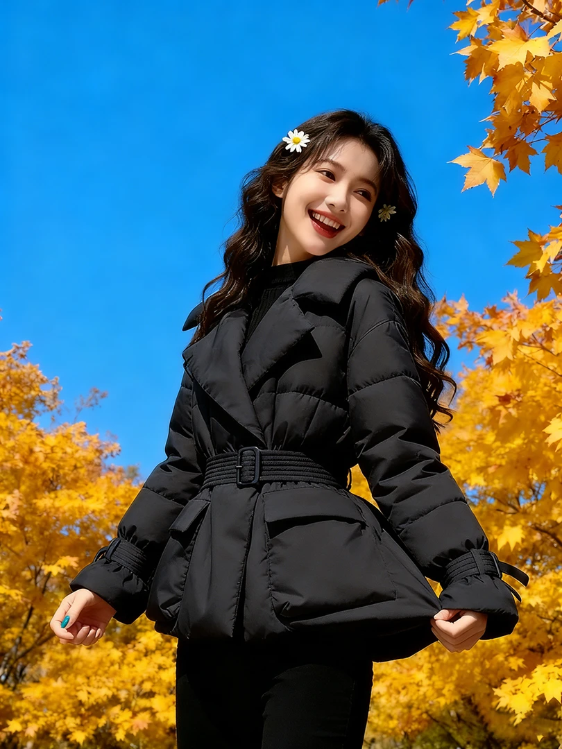 保暖棉服女款2025新款冬超好看轻奢高端气质收腰加厚黑色棉衣外套