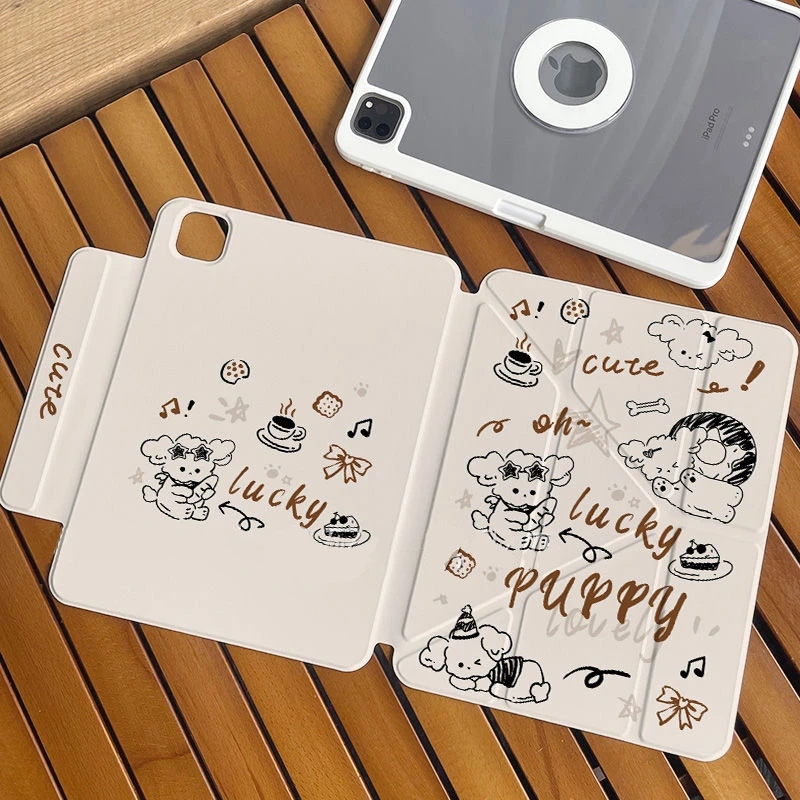 线条小狗适用苹果iPad A16平板磁吸保护套2025iPad11笔槽iPad10壳