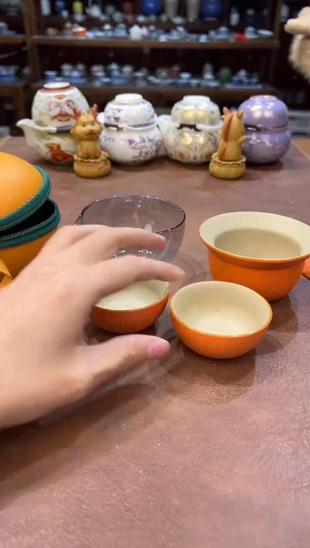 真的很便宜超好看会开片的旅行茶具