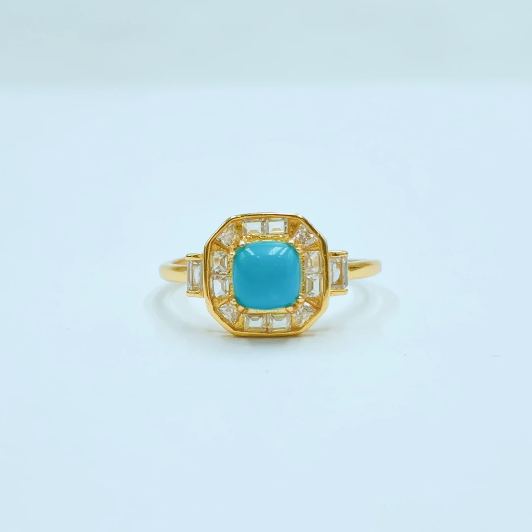 S925银绿松石戒指精美百搭气质