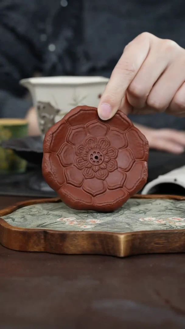 九隐茶器朱泥紫砂香插