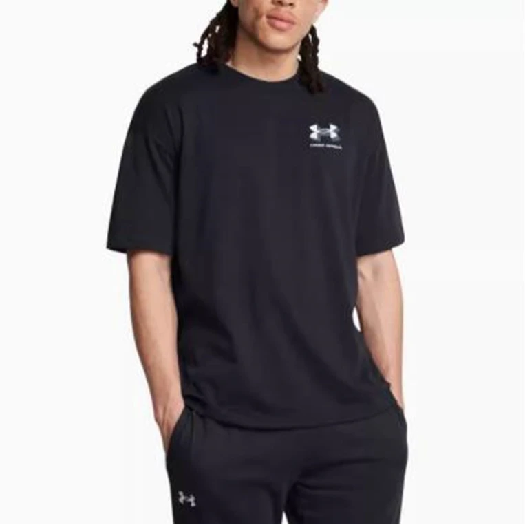 安德玛 1387285-001 男子夏季透气运动上衣半袖健身训练重磅T恤