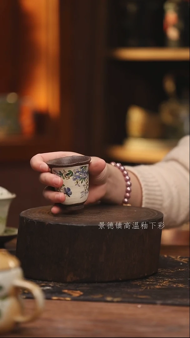 陶瓷景德镇高温釉下手绘陶瓷@L422@