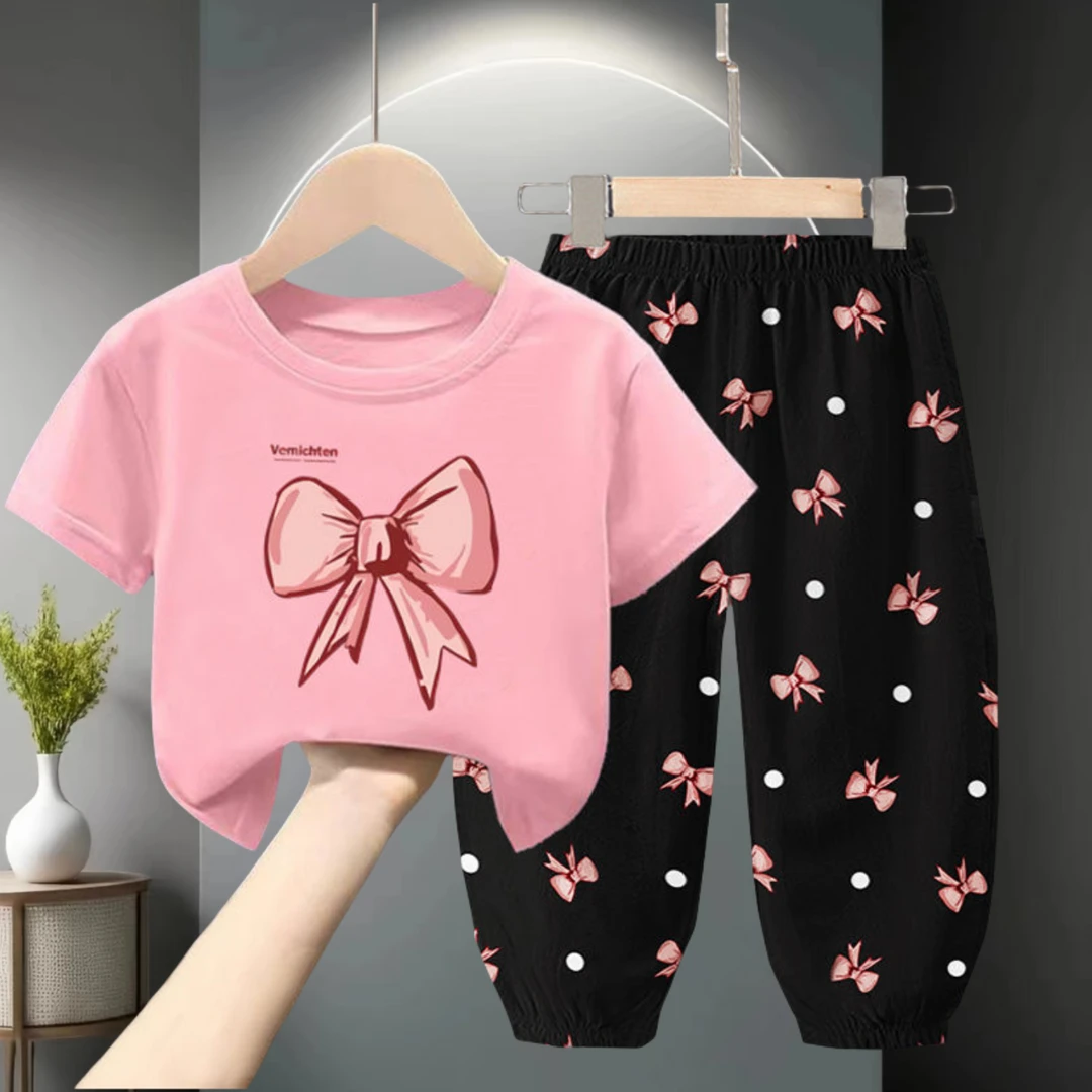 女童夏装短袖套装儿童T恤防蚊裤新款洋气宝宝中大小童女孩两件套