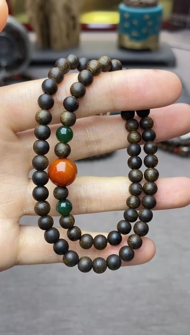 【闪购商品】沉香手串越南顺化紫棋糖结料0.5双圈沉水＋配饰