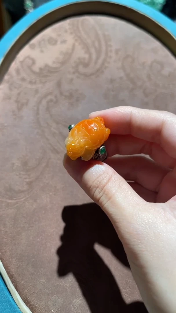 银S925镶嵌戒指翡翠红翡绿翠