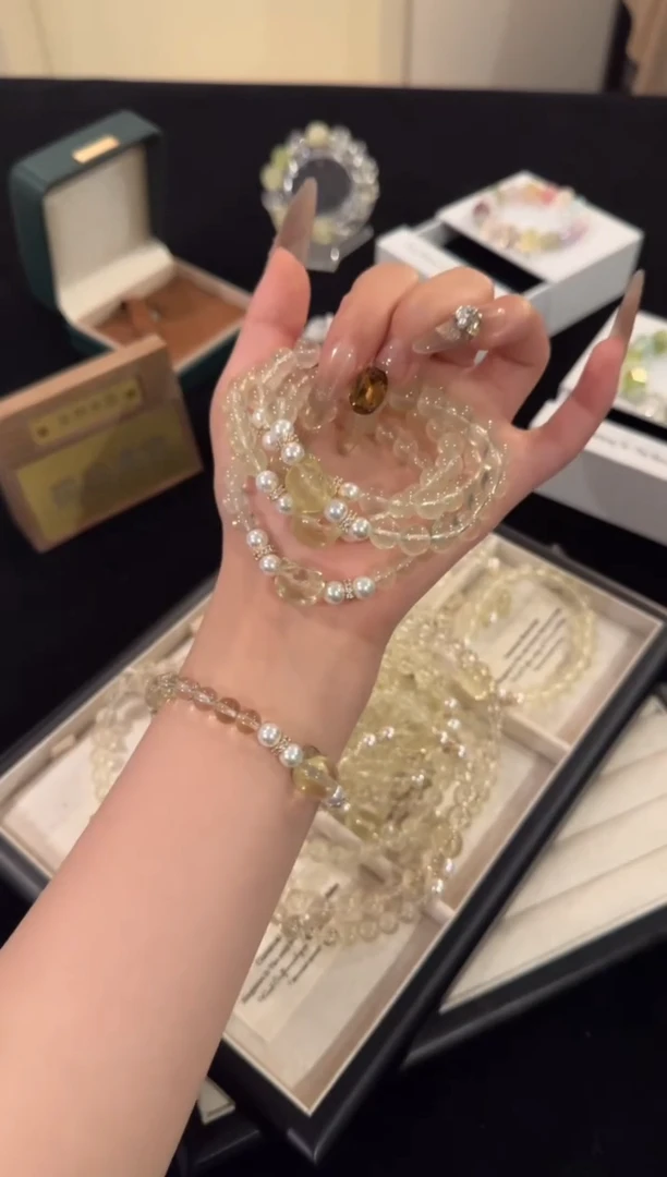 水晶手链合金黄水晶kitty猫x1996