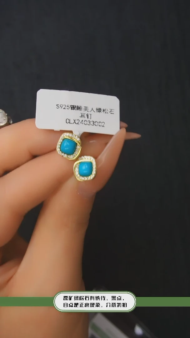 【闪购商品】绿松石耳环银S925镶嵌发货一件