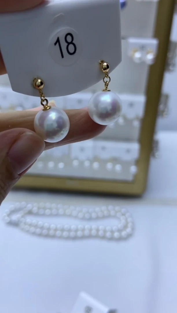银S925镶嵌耳饰淡水珍珠18