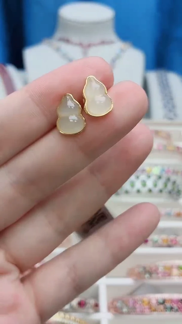 银S925镶嵌和田玉耳饰171ZB1107产品一个