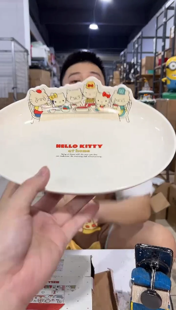 瓷片原盒kt猫一家人合集餐盘