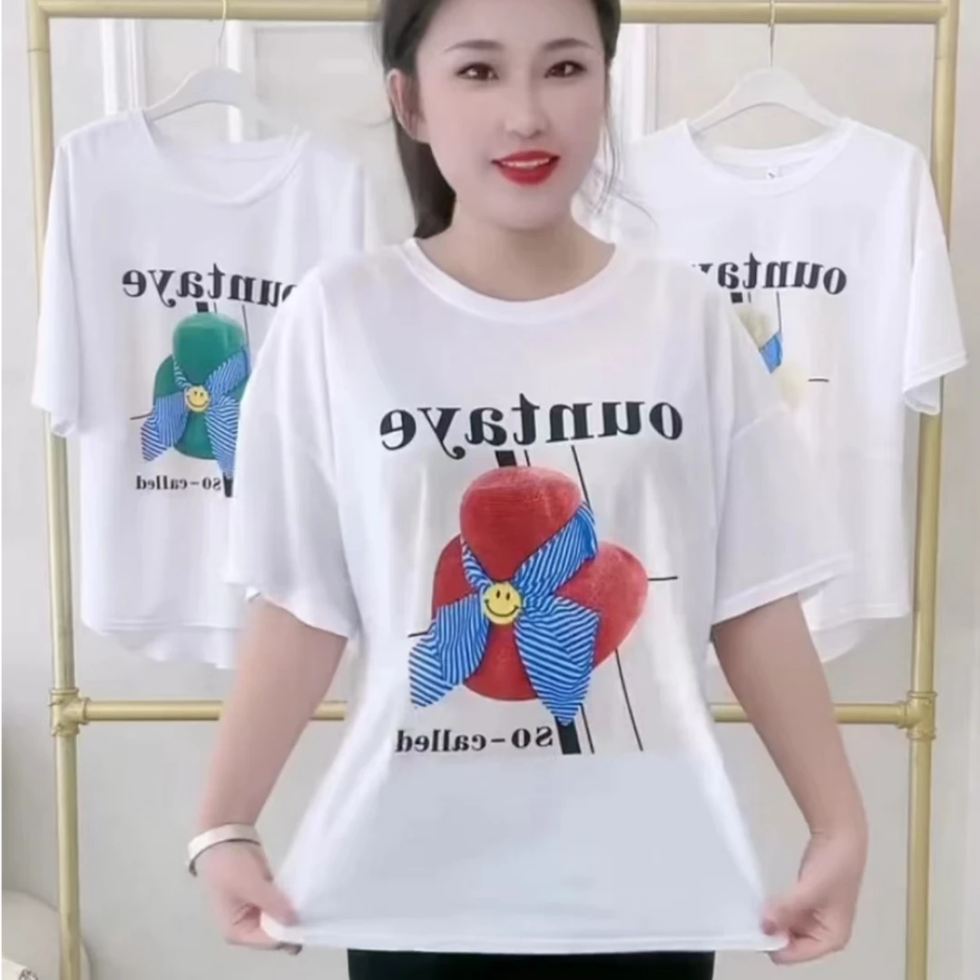 2彩色帽显瘦凉爽短袖T恤百搭夏季宽松印花圆领韩版春夏减龄