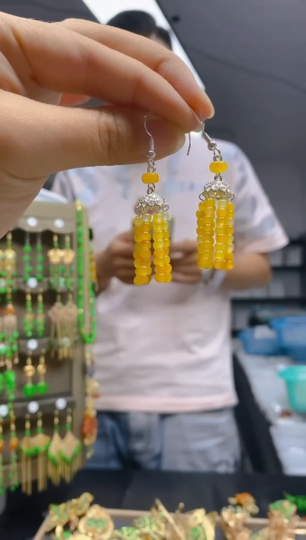 翡翠银S925镶嵌耳饰0226翡翠耳钩