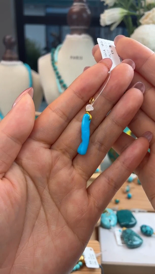 银S925镀金镶嵌绿松石吊坠(不含链)1