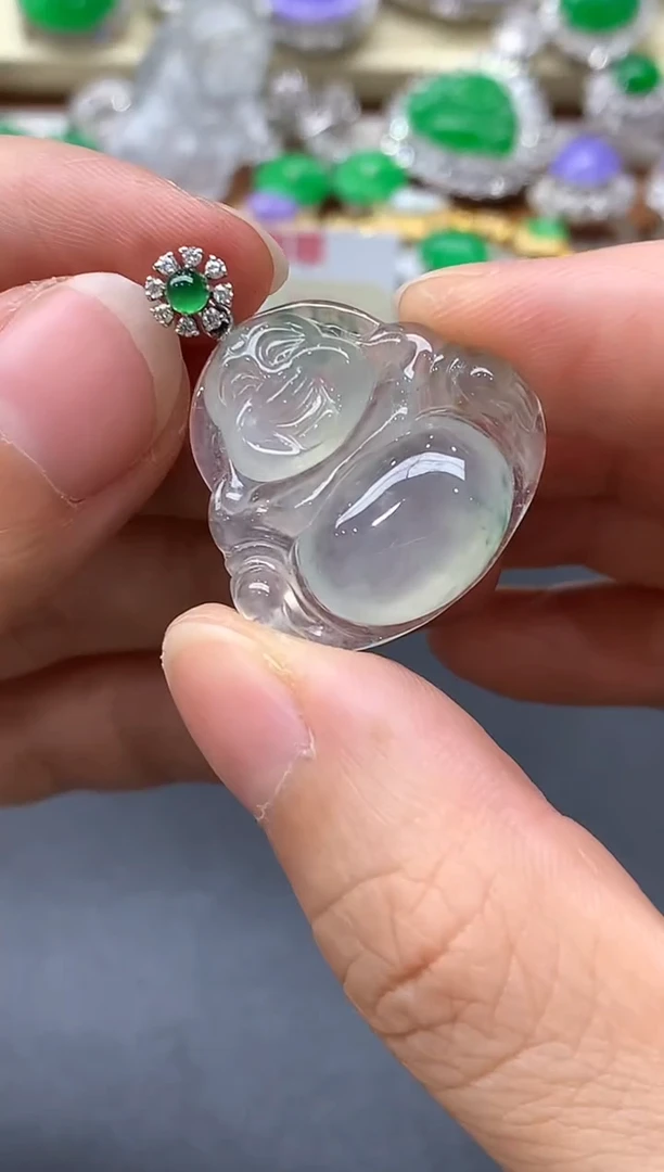 颈饰18K金镶嵌翡翠386-中国好珍宝