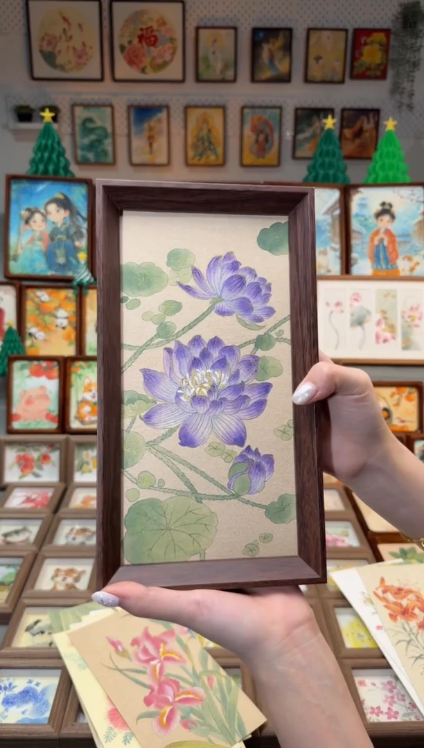 国画紫睡莲 手绘国画27