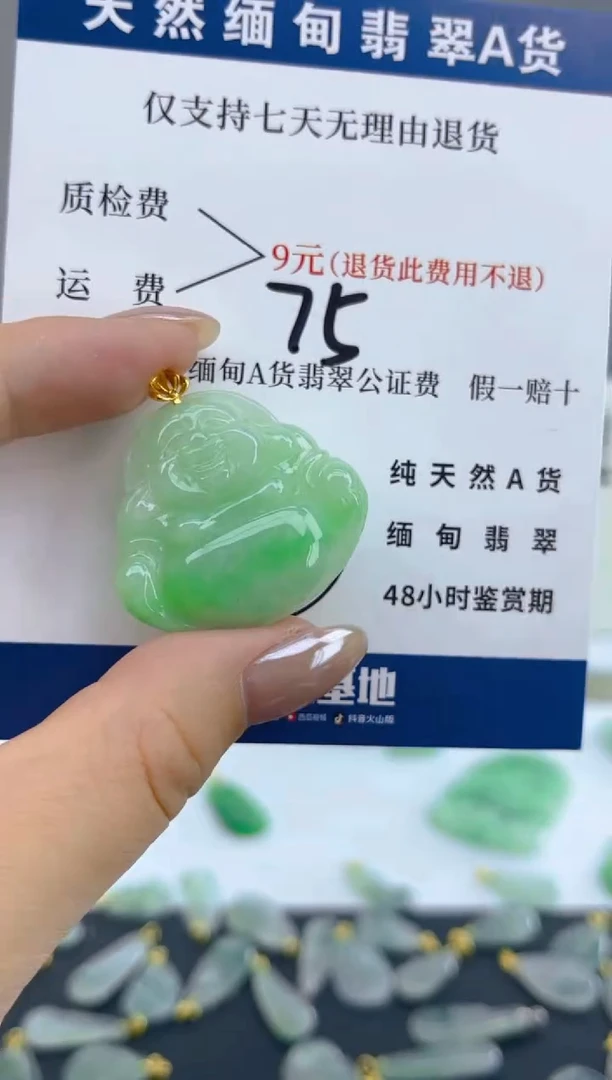 颈饰18K金镶嵌翡翠天然A货翡翠