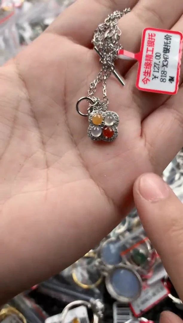 银S925镶嵌戒指翡翠666     10