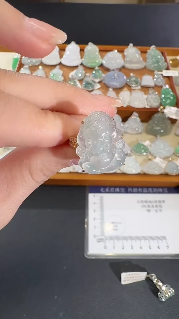 吊坠(不含链)18K金镶嵌翡翠【源头工厂】钻石镶嵌