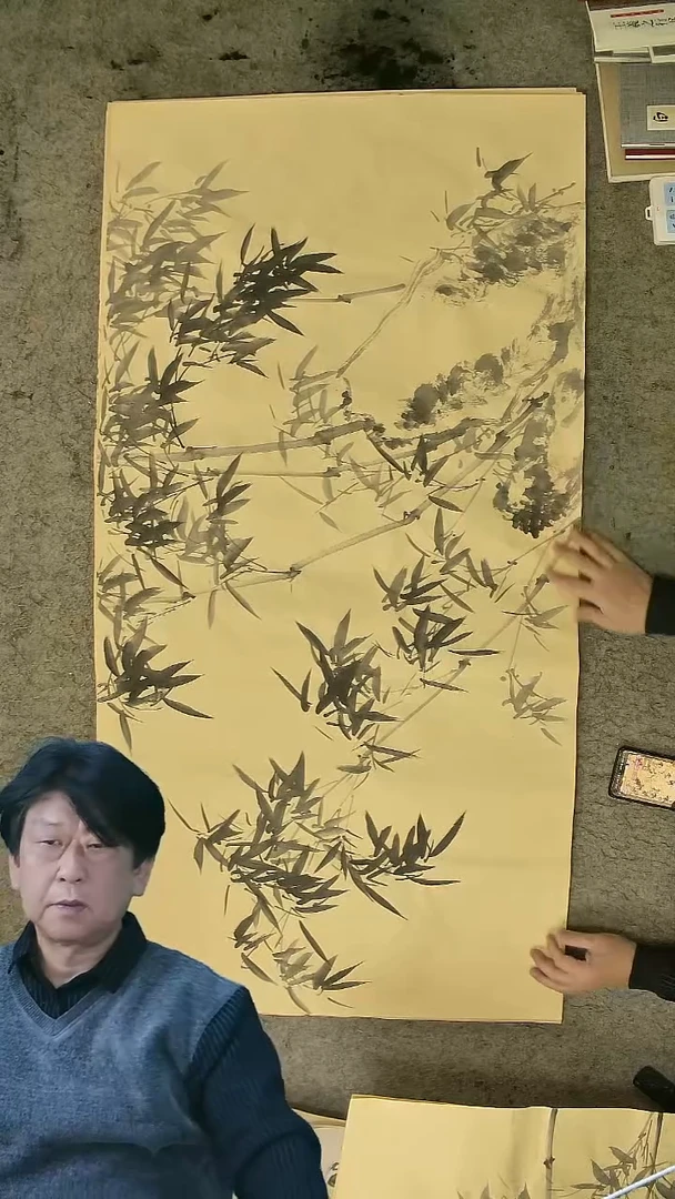 国画四尺整张  墨竹  69*138cm 横