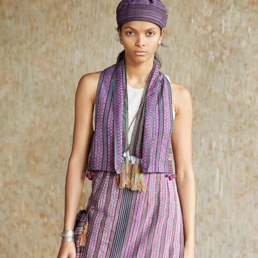 25SS6008 丝棉色织马甲上衣开衫 小众自然原创设计