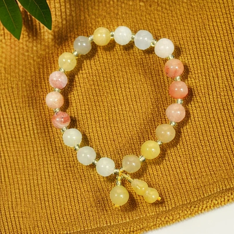 天然新疆金丝玉手串精美时尚 单圈8-10mm 圆珠手串（多样性发货）