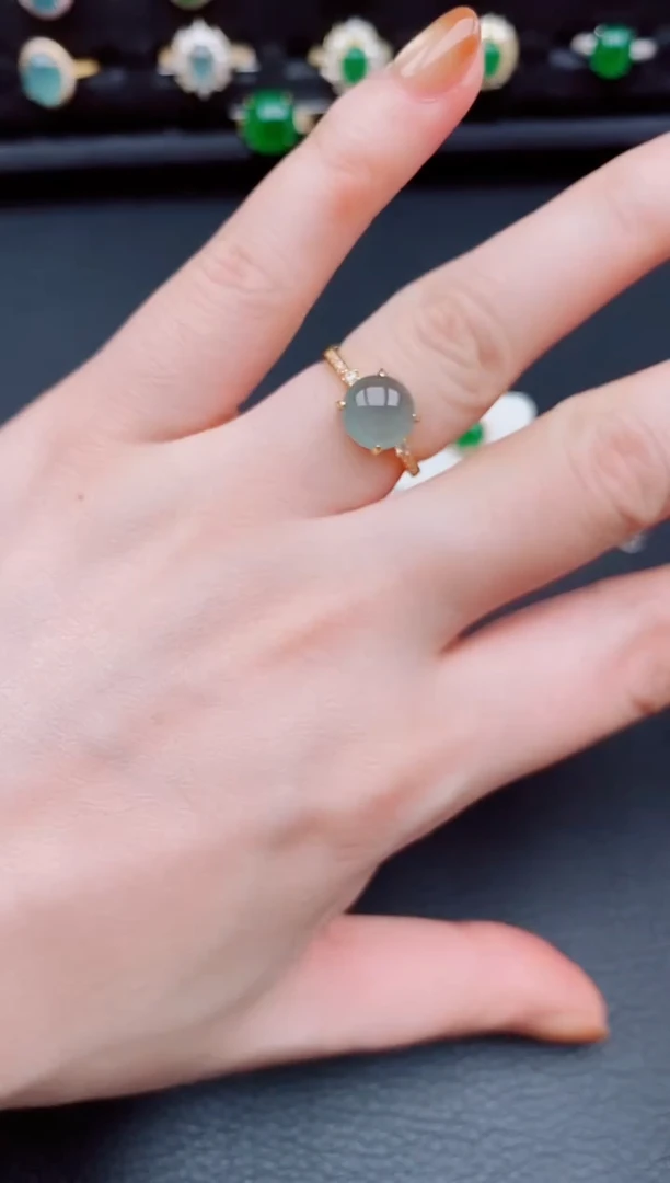 【闪购商品】翡翠戒指银S925镶嵌天然a货翡翠111