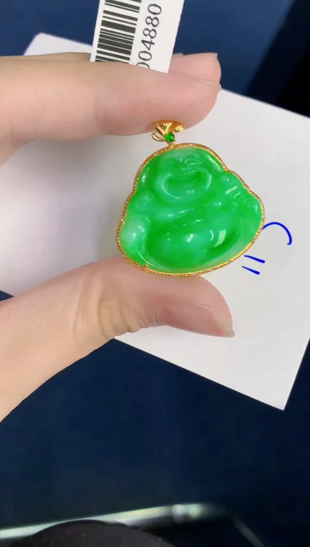 颈饰18K金镶嵌翡翠天然翡翠缅甸A货