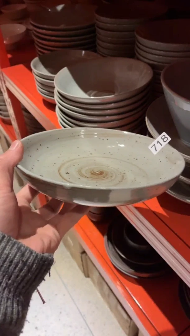 瓷片蜜**4718灰麻点锅盘1个